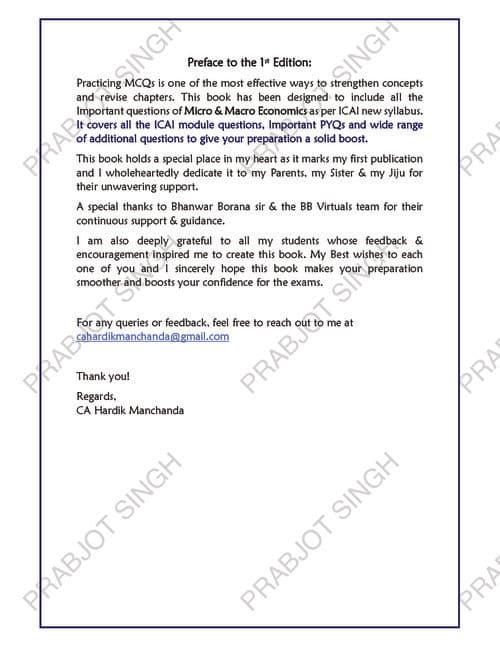 First page of Business Economics Question Bank – Hardik Manchanda.