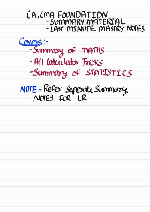 First page of CA FOUNDATION|QA| SUPER SUMMARY NOTES BY AKSHAY KUMAR SIR (LCC)