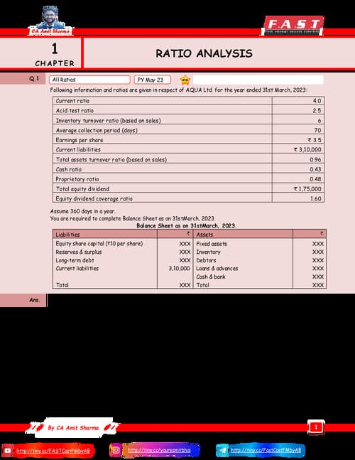 First page of Fm practice questions by AMIT SHARMA VOLUME 1