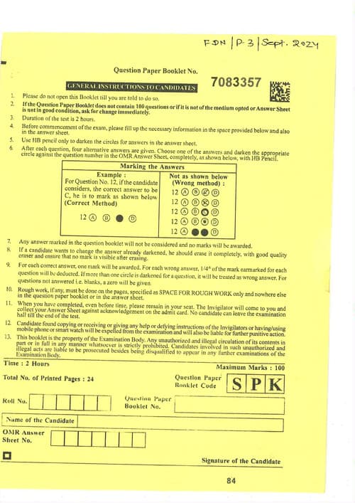 First page of QA SEP 2024 PYQ