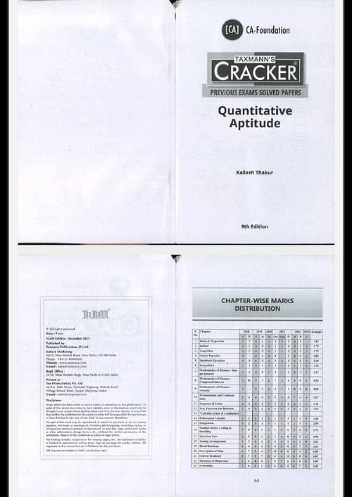First page of Quantative aptitude maths cracker