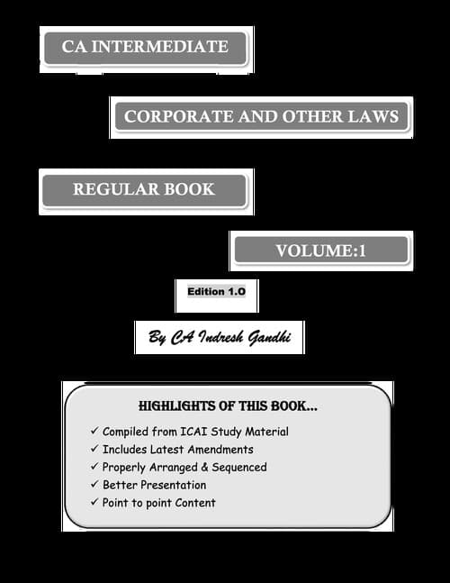 First page of Law printed notes by CA Indresh Gandhi Sir. (NOTE: Not all chapter are covered in this pdf)