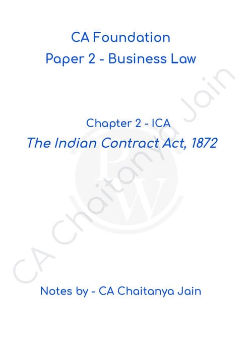 First page of The Indian Contract Act 1872 CJ SIR NOTES UNIT 2 CONSIDERATION