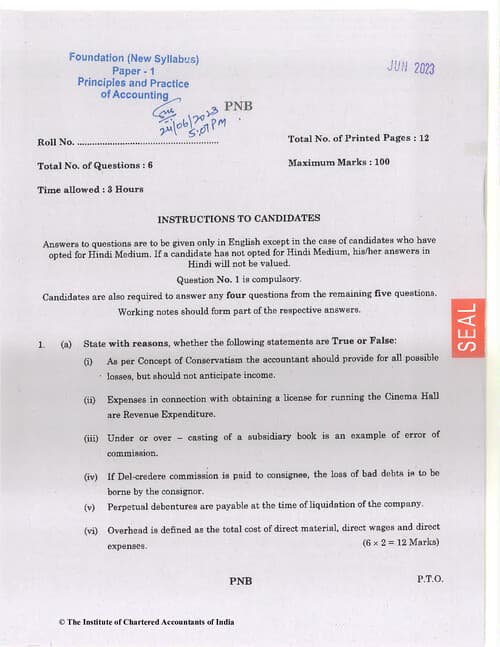 First page of Account June 2023