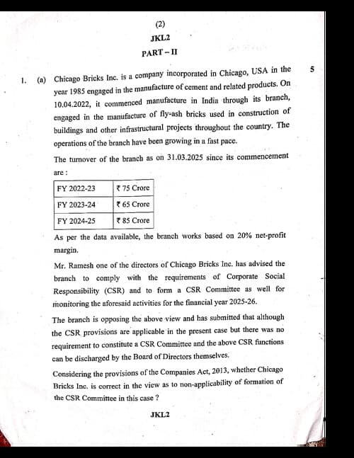 First page of Law descriptive question paper sep25