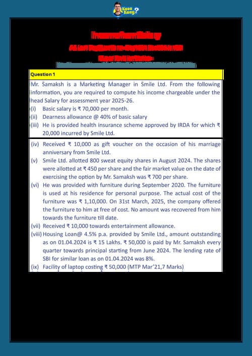First page of Income from Salary LDR Questions by CA Amit Mahajan Sir.