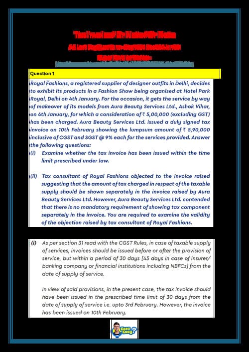 First page of Tax Invoice/ Debit Note/Credit Note LDR Questions by CA Amit Mahajan Sir.
