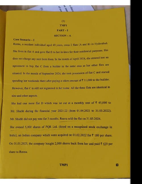 First page of Ca Intermediate taxation paper MCQ and descriptive sep 25