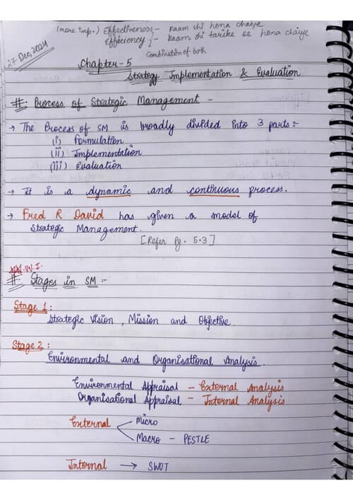 First page of Sm chapter 5, handwritten notes