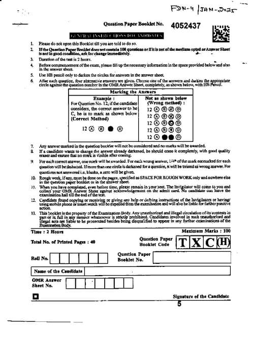 First page of Ca foundation Economics jan25 question paper