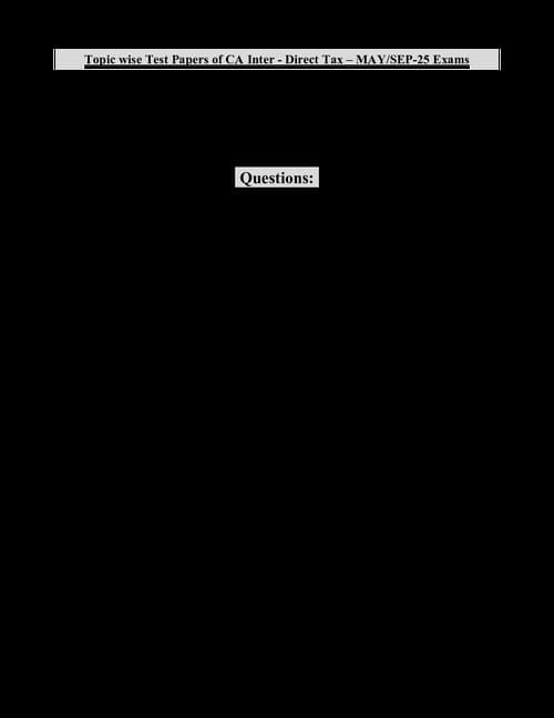First page of DT Test- Capital gains and IFOS (Applicable for Jan 26)
