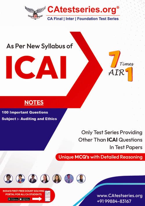 First page of Auditing Super 100 Q&A of CA test series. Happy learning.