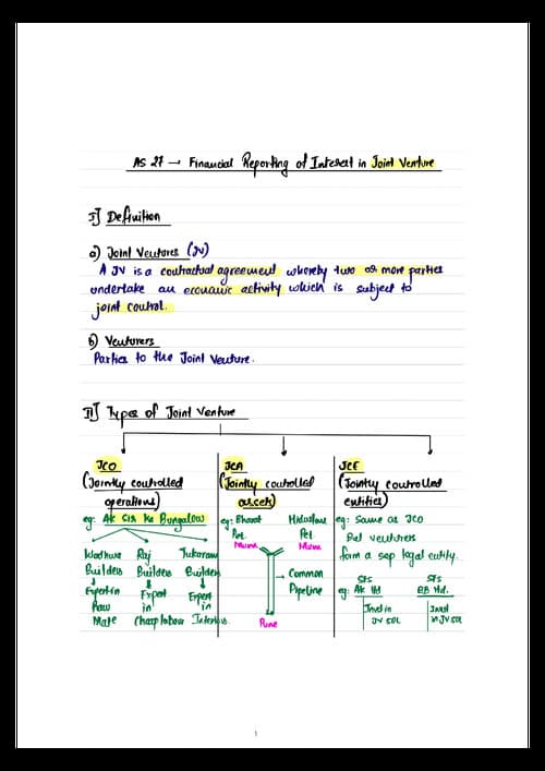 First page of As 27 joint ventures board notes by Aakash Kandoi