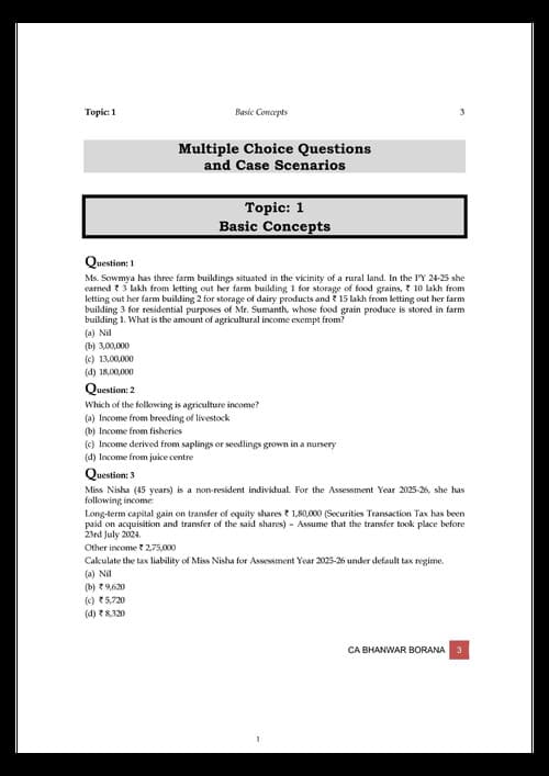 First page of Income tax Topic 1 basic concepts -MCQ AND CASE SCENARIO