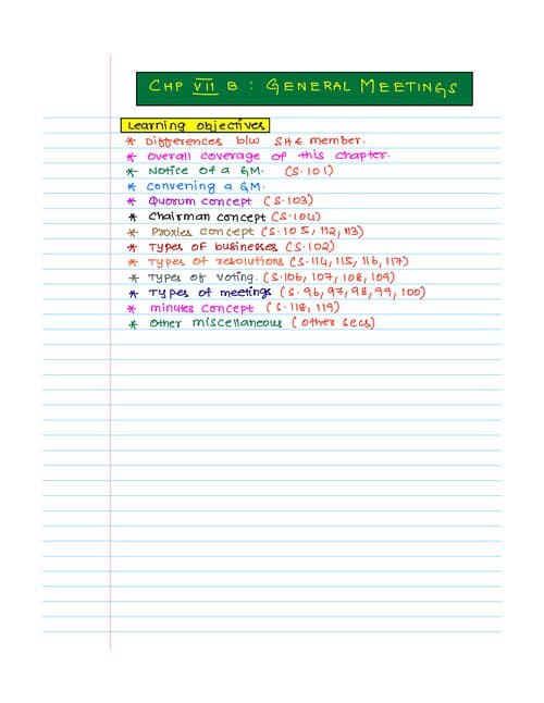 First page of CA Inter: Corporate & other Laws - General Meetings