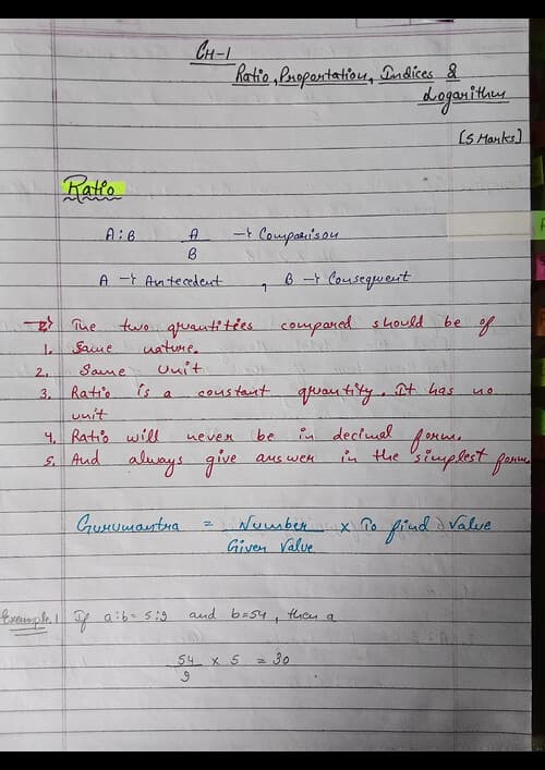 First page of Handwritten notes of ch -1 maths