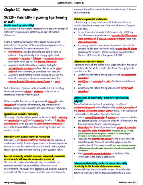 First page of Audit notes for chapter -3c CA INTER