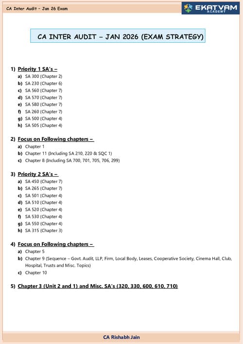 First page of Exam Strategy for Audit Jan 26