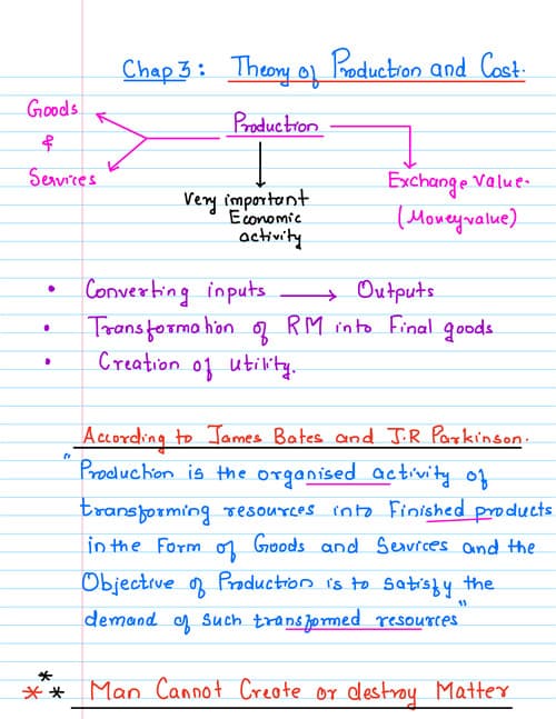First page of Handwritten notes economics chapter 3