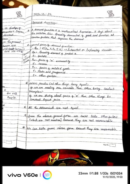 First page of Demand function and law of demand