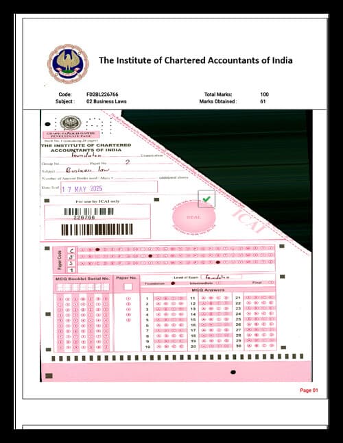 First page of Law answer sheet (may 2025)