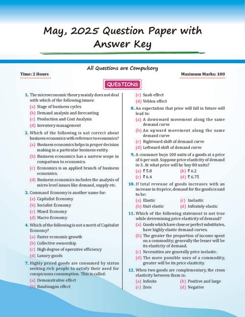 First page of Ca foundation Economics May 2025 Paper with answer key