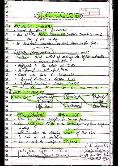 First page of ICA,1872 (handwritten notes) [unit 1-2]