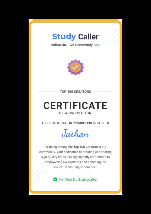 First page of Got a certificate by studycaller For being in the top 100 creators