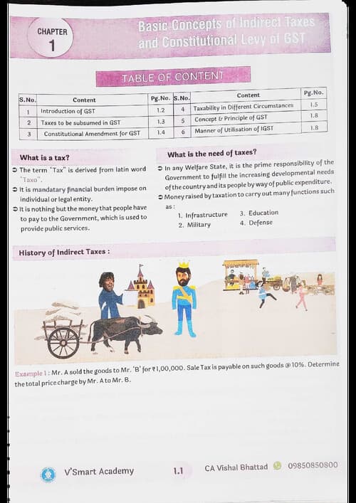First page of GST CHP 1 By CA Vishal Bhattad Concept Book