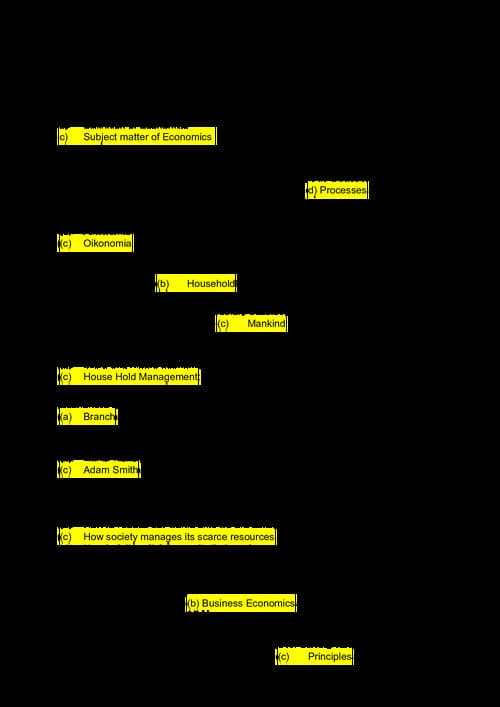 First page of Economic Ch 1 MCQ