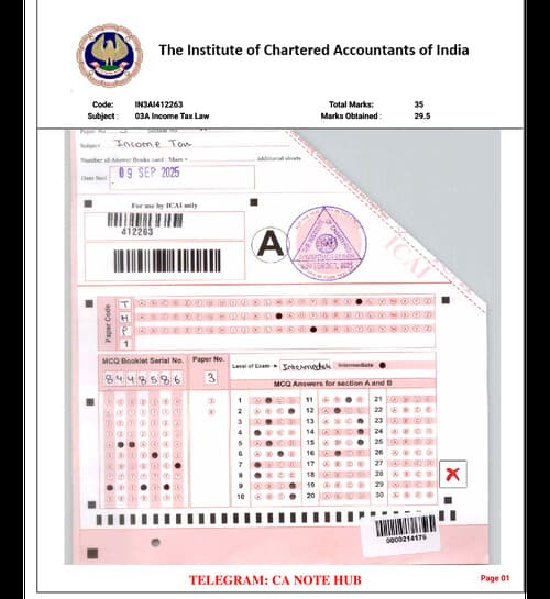 First page of CA INTERMEDIATE AIR HOLDER'S CERTIFIED COPIES CERTIFIED COPIES OF AIR 1 — NEHA KHANWANI FOR SEPTEMBER, 2025. Paper 3A Income Tax