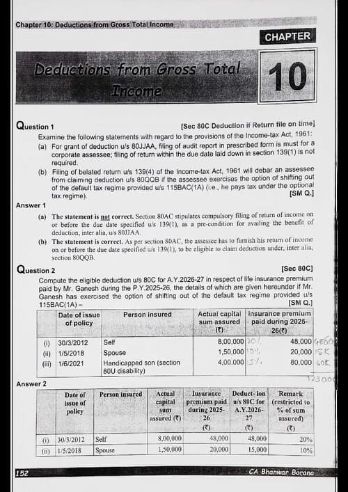 First page of Deductions Question Book by BB Sir for May 26