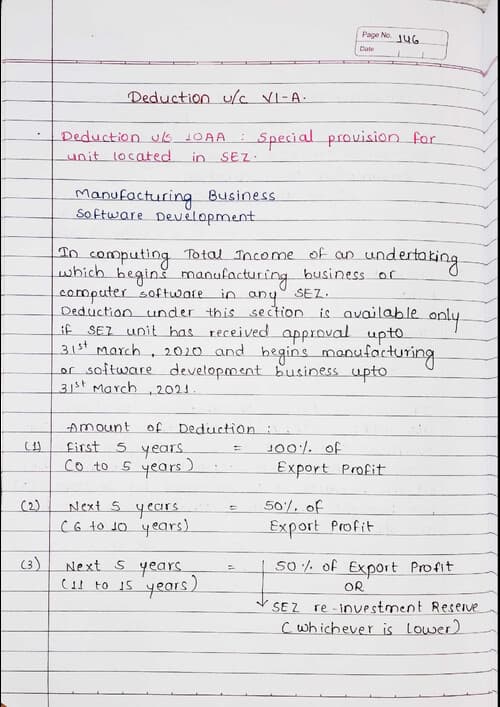 First page of Deductions u/c VI-A Handwritten notes by BB Sir for May 26.