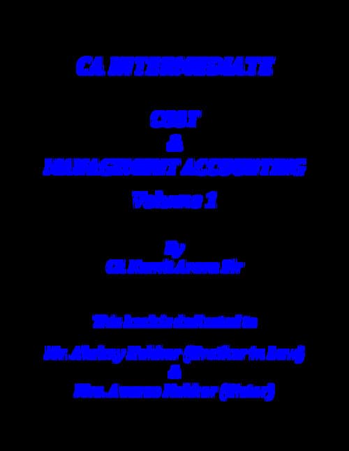 First page of Costing Fastrack Volume 1 - Namit Arora Best Questions Book