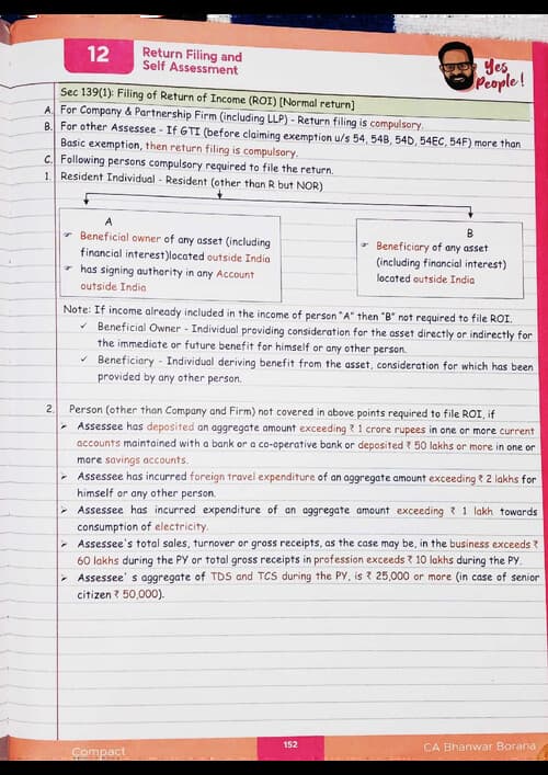 First page of Return filing and self assessment compact by BB Sir for May 26.