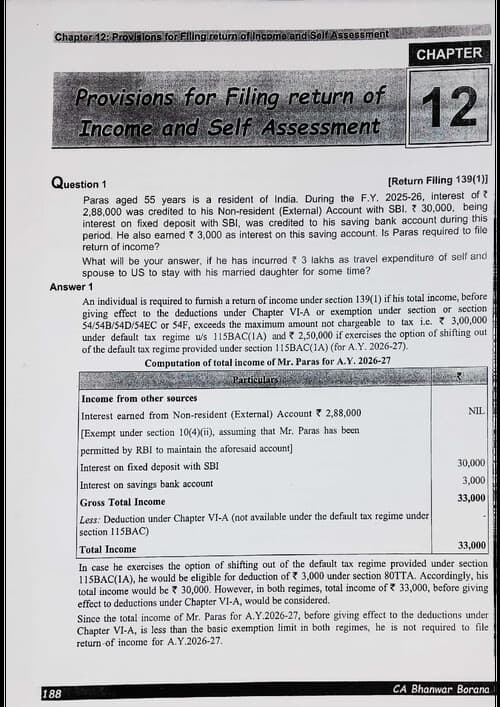 First page of Return filing and self assessment questions book by BB Sir for May 26.