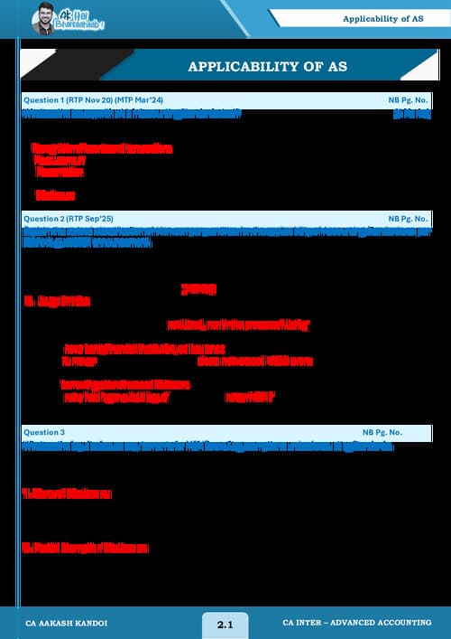 First page of Applicability of AS Aakash kandoi sir Ca inter advanced account