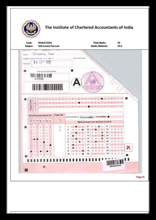 First page of Income Tax - Certified Copies AIR 1 from Sep 25 Attempt