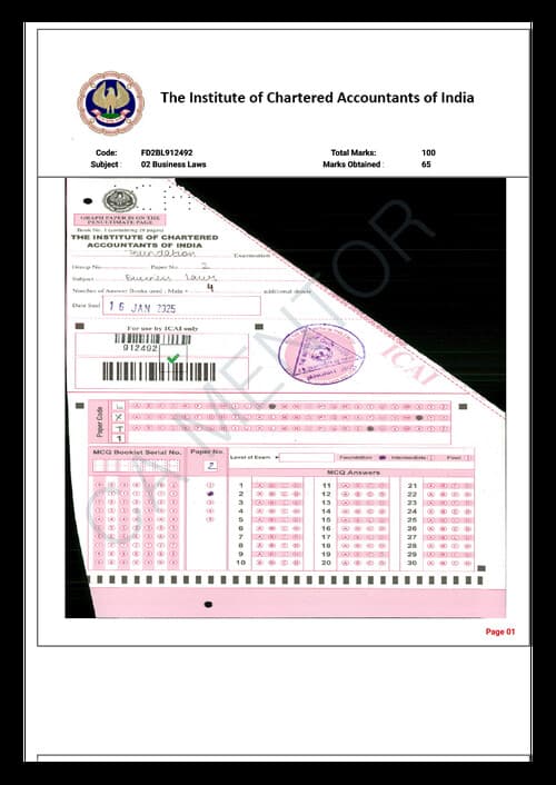 First page of Law certified copy 65 marks