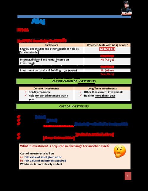 First page of AS-13 Accounting for Investment by CA Rishabh Sir (VCGurukul)