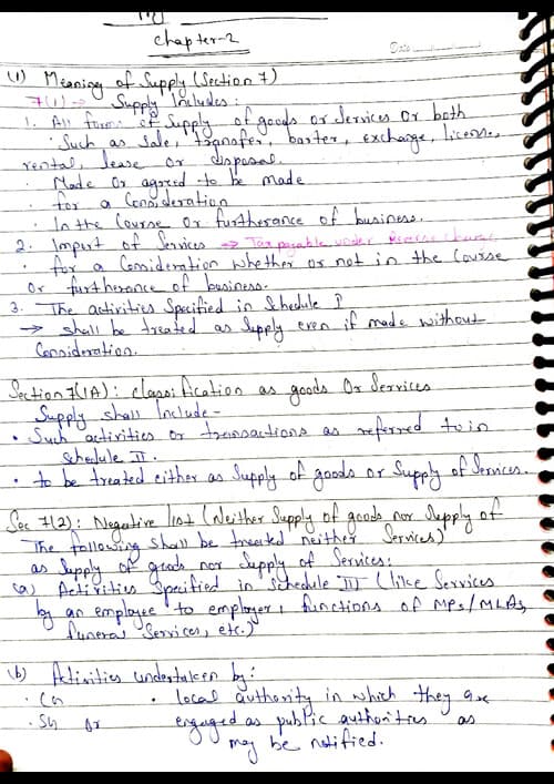 First page of Supply under gst hand written note
