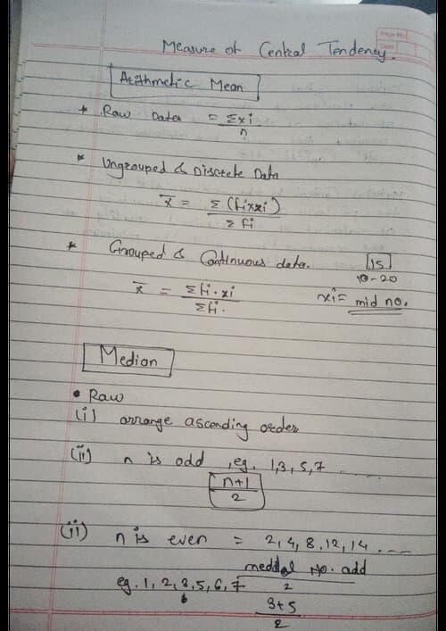 First page of Formula Of central tendency