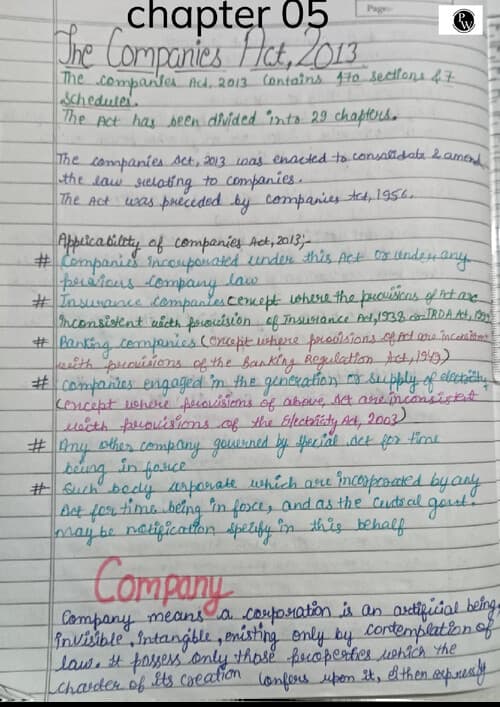 First page of Company accounts PW notes