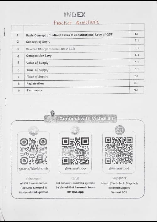 First page of GST Practice Questions Book by Vishal Bhattad Sir for May 26 and onwards.