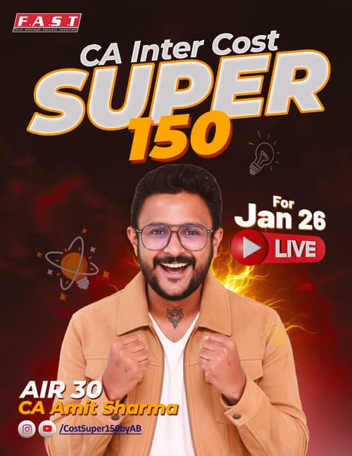 First page of Costing Super 150 question for ca inter JAN26 -CA AMIT SHARMA