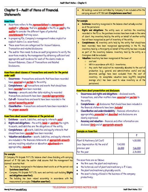 First page of Audit Chp 5 short notes by Neeraj Arora.