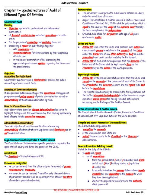 First page of Audit Chp 9 Short notes by Neeraj Arora.