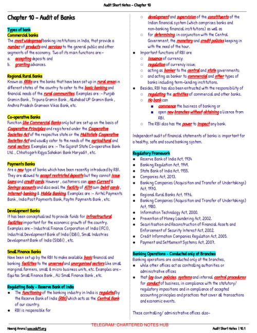 First page of Audit Chp 10 Short notes by Neeraj Arora.