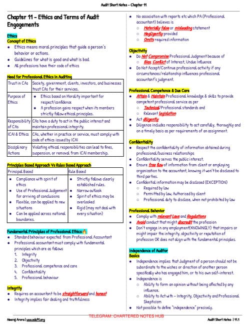 First page of Audit Chp 11 short notes by Neeraj Arora.
