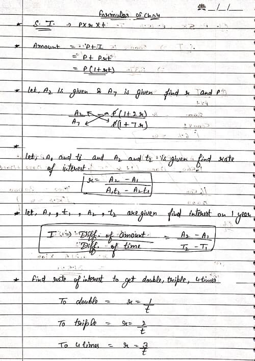 First page of Handwritten formula sheet by Me MATHEMATICS OF FINANCE With a few tricks.......